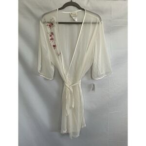 VTG Expressions By California Dynasty White Floral Embroidered Robe Sz: XL Bride
